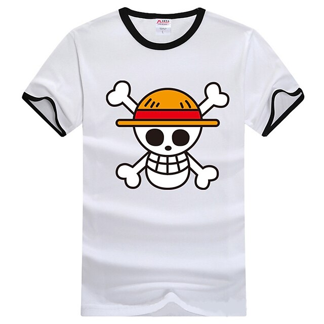  Вдохновлен One Piece Monkey D. Luffy Аниме Косплэй костюмы Косплей футболка С принтом С короткими рукавами Футболка Назначение Муж. Жен.