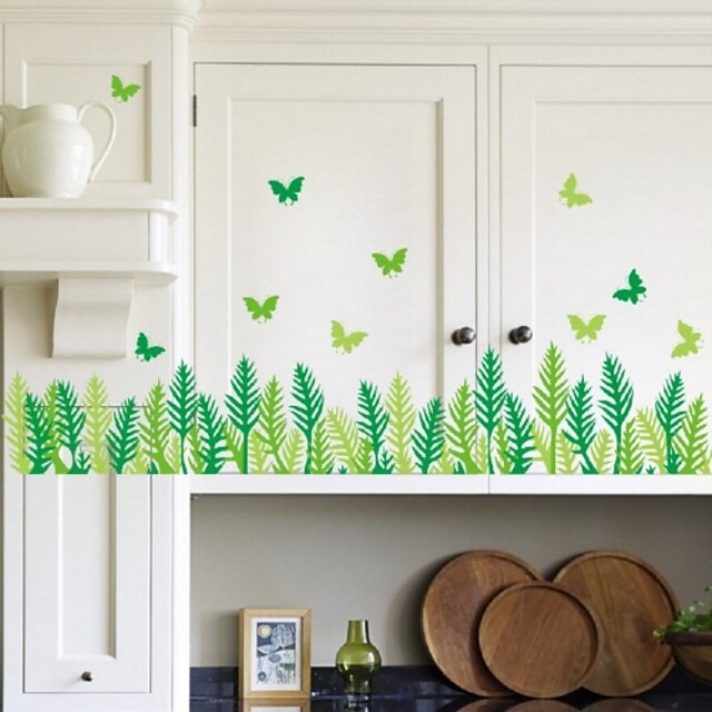  Grass Butterfly Leaves Skirting Line Vinyl Removable Sticker Kids Room Home Decor Art Diy Wall Stickers Decal Wall Paper