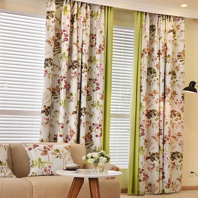  Two Panels  Joint Floral Blackout Printing Curtain