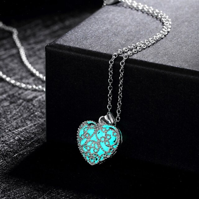  Women's Pendant Necklace - Love Illuminated Hollow Fashion Green Blue Light Blue Necklace For Wedding Party Daily Casual Sports