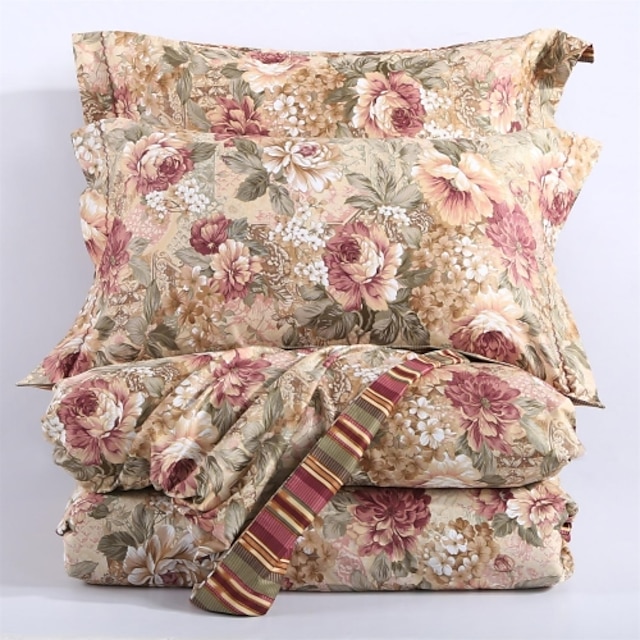  Floral Cotton 4 Piece Duvet Cover Sets