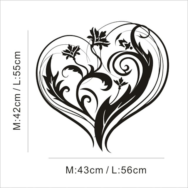  AYA™ DIY Wall Stickers Wall Decals, Heart Florals Pattern PVC Wall Stickers