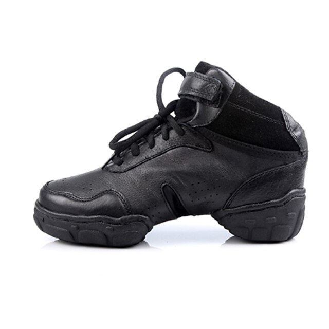  Men's Women's Dance Sneakers Leatherette Leather Sneaker Outdoor Lace-up Flat Heel Black Customizable
