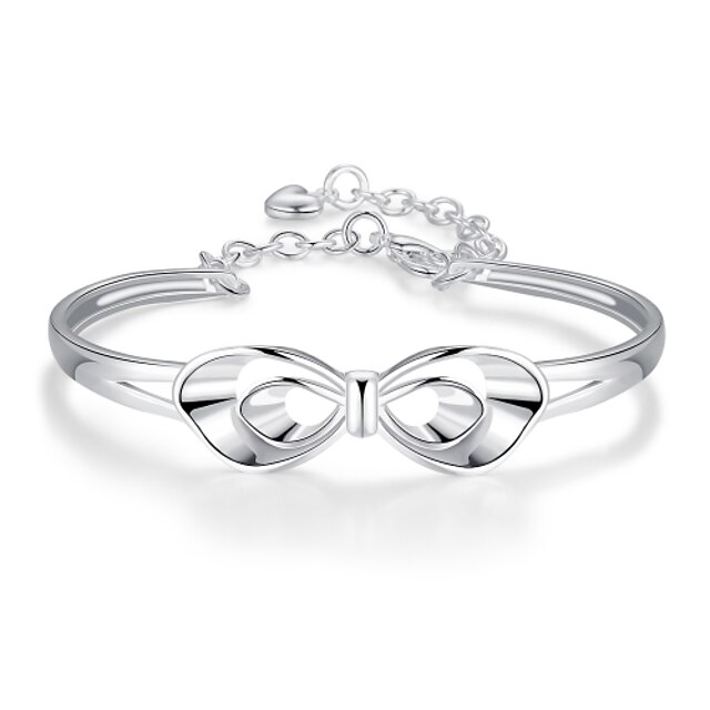  Lureme Simple Style Silver Plated Jewelry Bowknot Bangle for Women