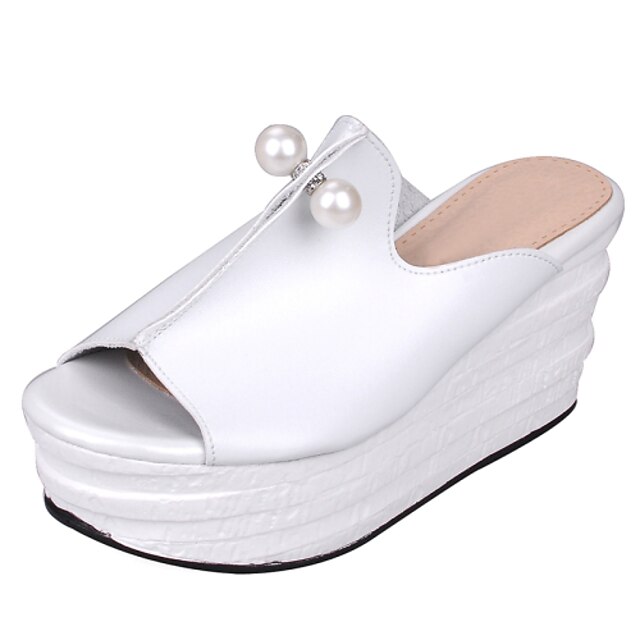  Women's Shoes Platform Creepers / Open Toe Slippers Dress / Casual Black / Pink / White / Silver