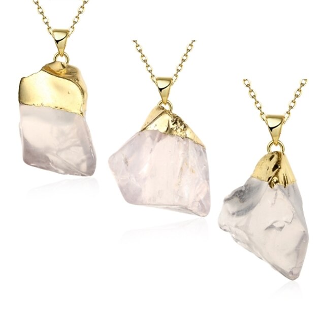  MISSING U Women's Irregular Natural Pure Crystal Agate Stone 18K Gold Plated Pendant Necklace Jewelry