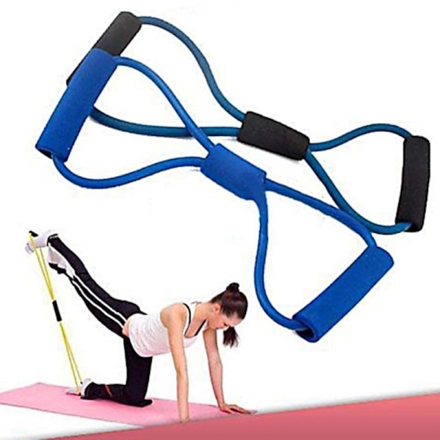 Training Resistance Bands Rope Tube Workout Exercise for Yoga 8 Type Fashion Body Fitness (Random Color)