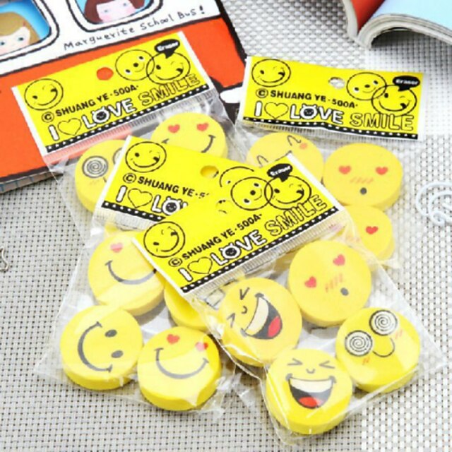  5pcs sorridente rosto borracha criativo expressão borracha borracha cartoon bonito (estilo aleatório)