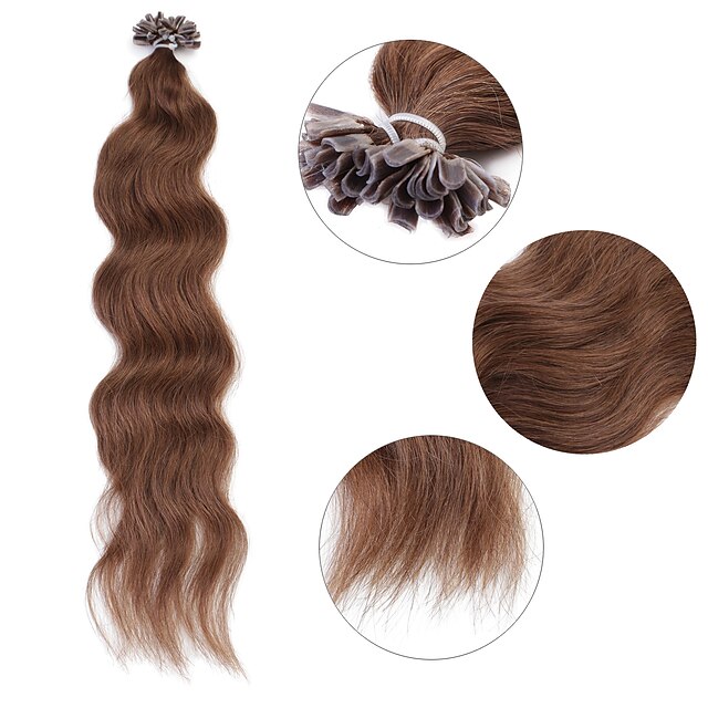  Τούφα / Άκρη U Επεκτάσεις ανθρώπινα μαλλιών Ίσιο Φυσικά μαλλιά Εξτένσιον από Ανθρώπινη Τρίχα Γυναικεία Ash Brown