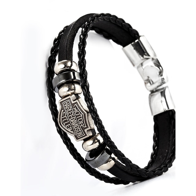  Homme Bracelets en cuir - Cuir Mode Bracelet Noir / Marron Pour Regalos de Navidad / Mariage / Quotidien