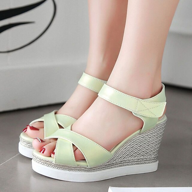  Women's Summer Platform / Wedge Heel Slingback Dress Leatherette White / Black / Light Green