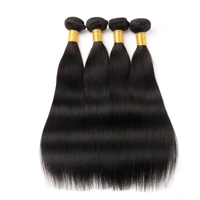  4 zestawy Włosy brazylijskie Prosta Włosy naturalne 400 g Fale w naturalnym kolorze Ludzkie włosy wyplata Ludzkich włosów rozszerzeniach / 8A