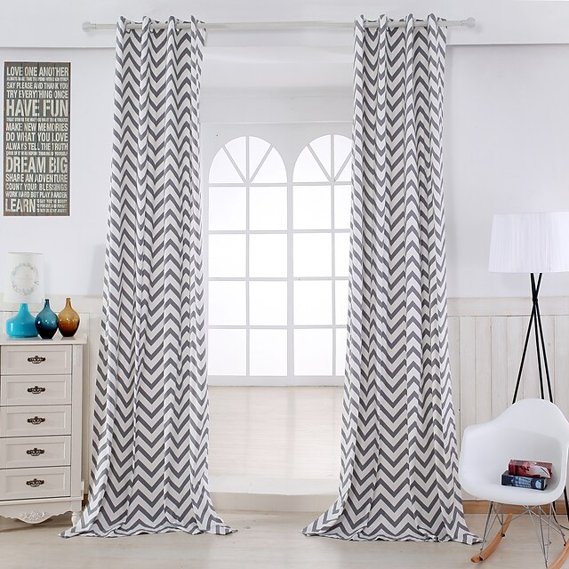  Curtains Drapes Living Room Stripe Cotton Print