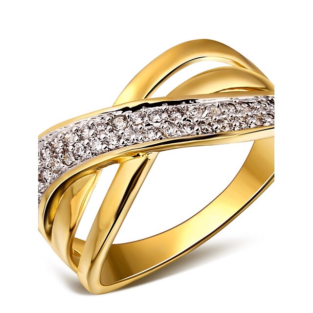  Dame Statement Ring indpakning ring Hvid Guld / Hvid Kvadratisk Zirconium Plastik Platin Belagt Damer Mode Bryllup Fest Smykker X ring / Guldbelagt / 18K Guld / Guldbelagt