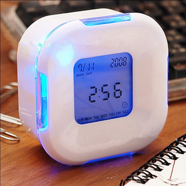 førte glødende forandring digital glødende alarm termometer ur cube (farve tilfældig)