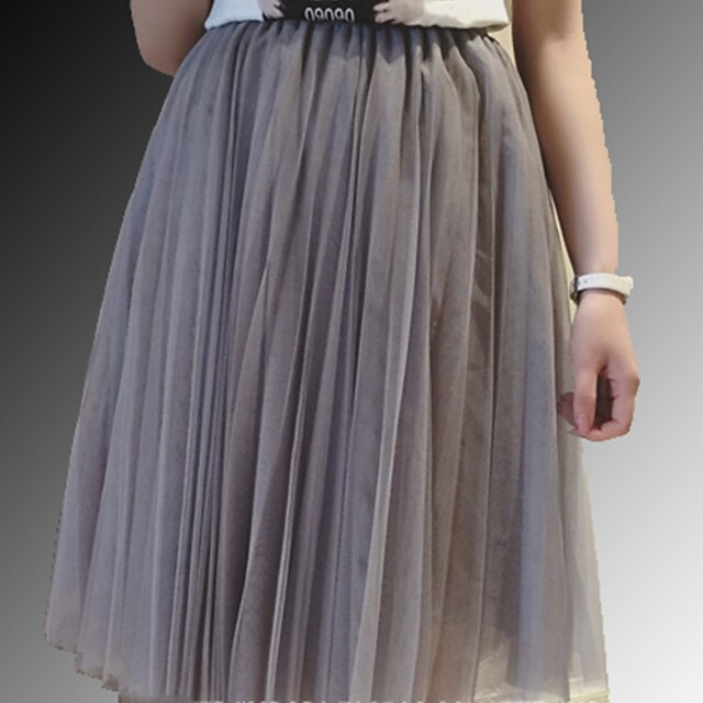  Women's Solid White / Gray Skirts,Casual / Day Knee-length
