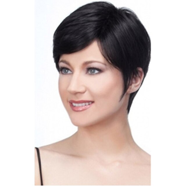  Synthetic Wig Straight Straight Wig Short Black Synthetic Hair Women's Black StrongBeauty