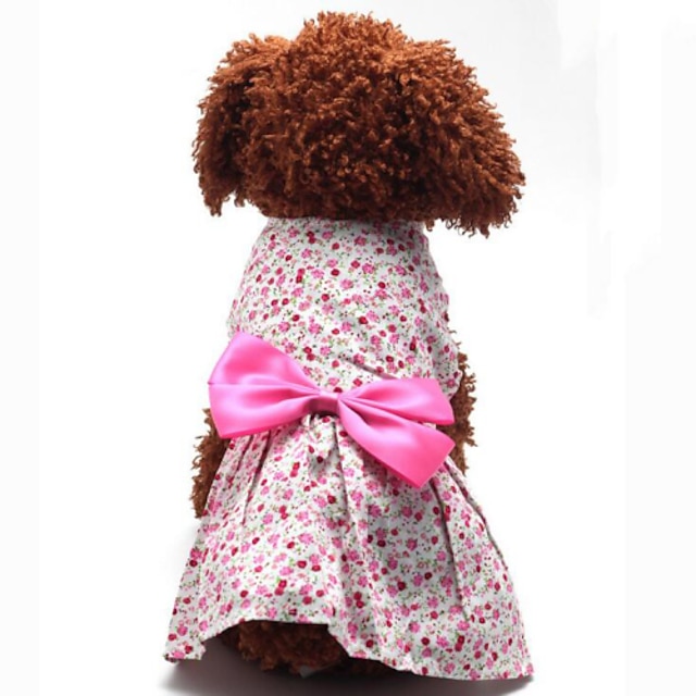  Dog Dress Floral Botanical Fashion Dog Clothes Puppy Clothes Dog Outfits Blue Pink Costume for Girl and Boy Dog Terylene XS S M L XL