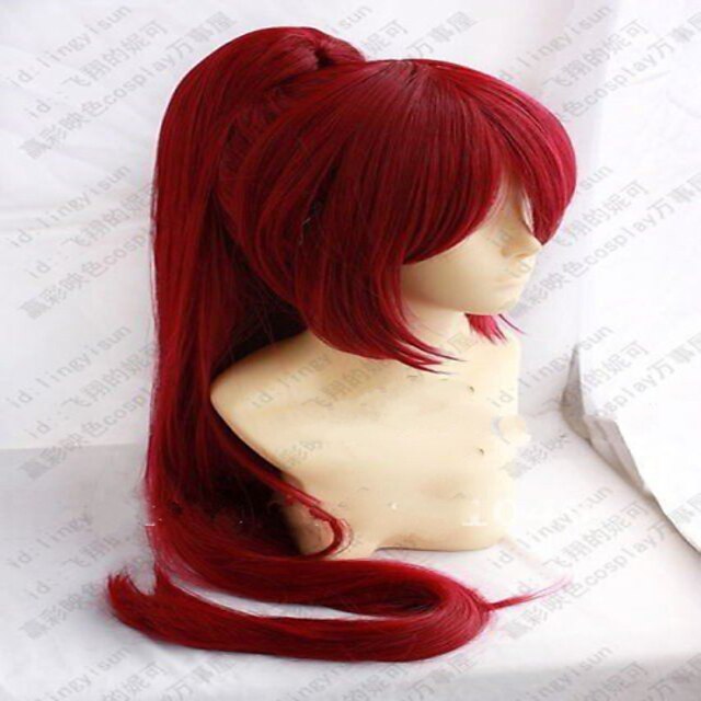  Cosplay Costume Wig Synthetic Wig Cosplay Wig Straight Straight With Bangs With Ponytail Wig Long Red Synthetic Hair Women's Side Part Red hairjoy