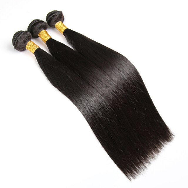  3 Bundles Brazilian Hair Straight Classic Virgin Human Hair Natural Color Hair Weaves / Hair Bulk Human Hair Weaves Human Hair Extensions / 10A