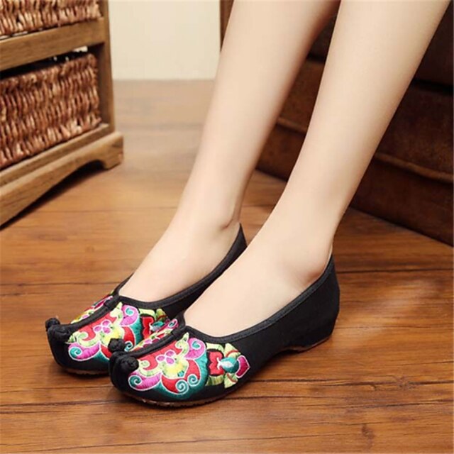  Shoes Fabric Spring / Summer / Fall Comfort Low Heel Black / Red