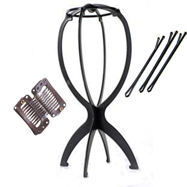  Special Folding Stable Wig Display Stand 1 Piece with 5 Hair Clips Holder