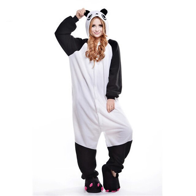  Aikuisten Kigurumi-pyjama Panda Eläin Pyjamahaalarit Polar Fleece Valkoinen Cosplay varten Miehet ja naiset Animal Sleepwear Sarjakuva Festivaali / loma Puvut / Trikoot / Kokopuku