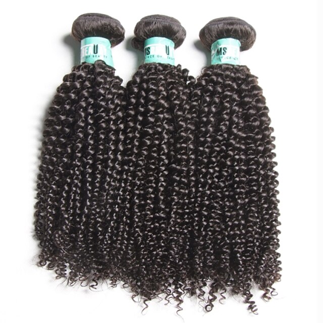  3 pacotes Cabelo Brasileiro Kinky Curly Cabelo Virgem Cabelo Humano Ondulado Tramas de cabelo humano Macio Extensões de cabelo humano / 10A / Crespo Cacheado