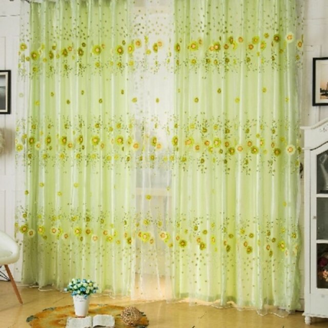  Rod Pocket One Panel Curtain Country, Print Living Room Polyester Material Sheer Curtains Shades Home Decoration