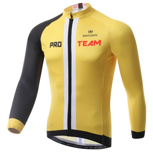  XINTOWN Men's Long Sleeve Cycling Jersey - Black Yellow Bike Jersey Top Breathable Quick Dry Ultraviolet Resistant Sports Winter Elastane Terylene Clothing Apparel / Stretchy