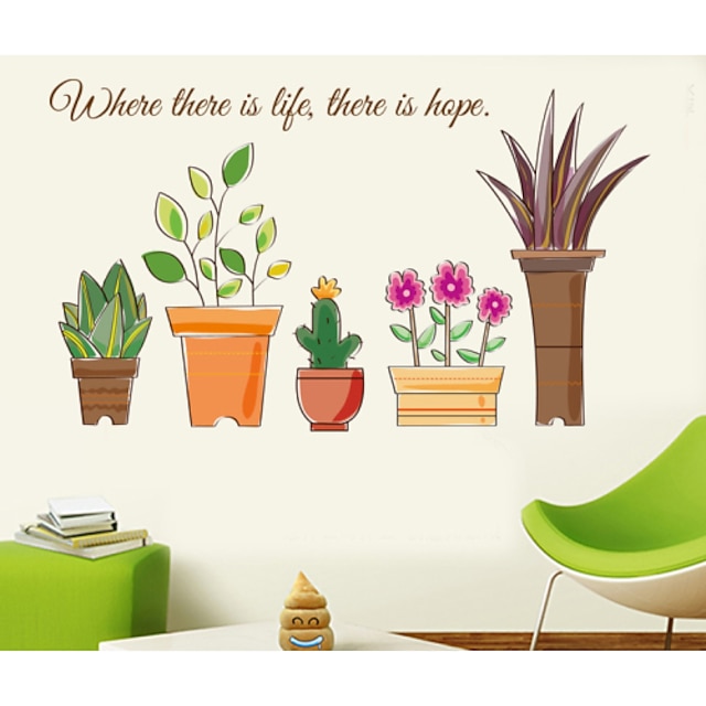  Botanisch / Bloemen / Landschap Wall Stickers Vliegtuig Muurstickers,pvc 50*70CM