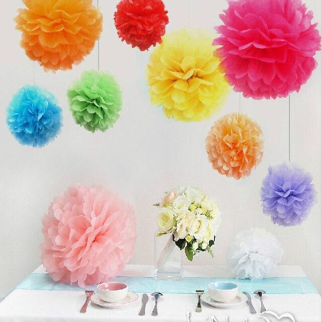  10inch 20cm Handmade pom poms Wedding Paper Flowers Ball Pom Poms For Wedding & Home Decoration,10pcs/lot(Random Color)