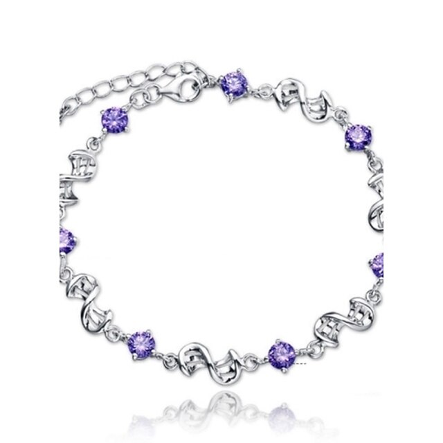  Women's Chain Bracelet Twisted Infinity Ladies Sterling Silver Bracelet Jewelry White / Purple For Wedding Party Casual Daily