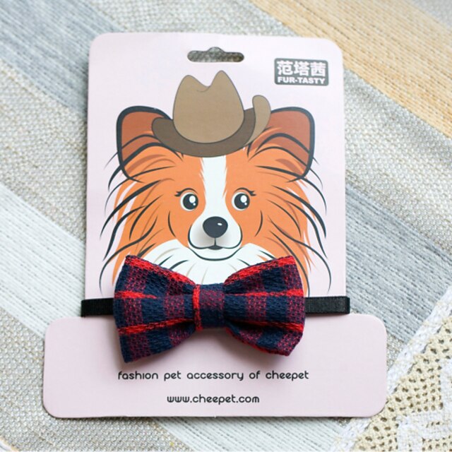  Cat Dog Collar Cosplay Plaid/Check Textile White Red