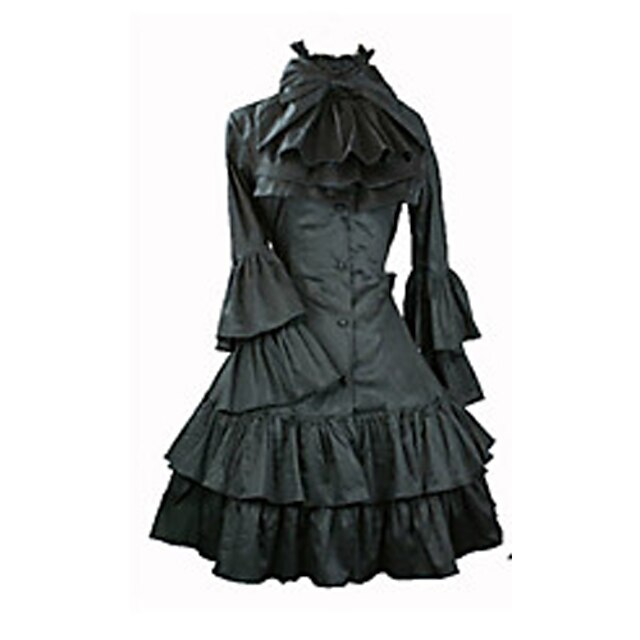  Gothic Lolitaa Punk Lolita Vintage Inspireret Kjoler Dame Satin Japansk Cosplay Kostumer Vintage Digter Langærmet Medium Længde / Flettet