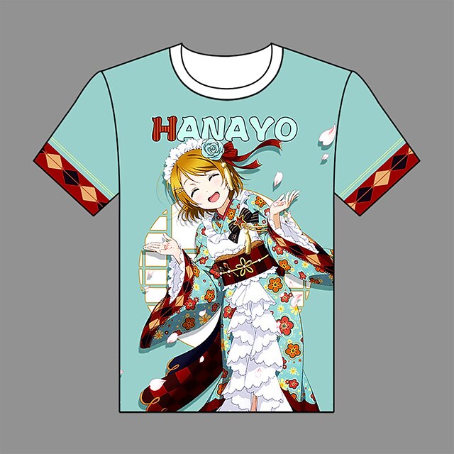  amour Hanayo en direct costumes coton koizumi t-shirt imprimé cosplay T-shirt col rond manches courtes vêtements geeky