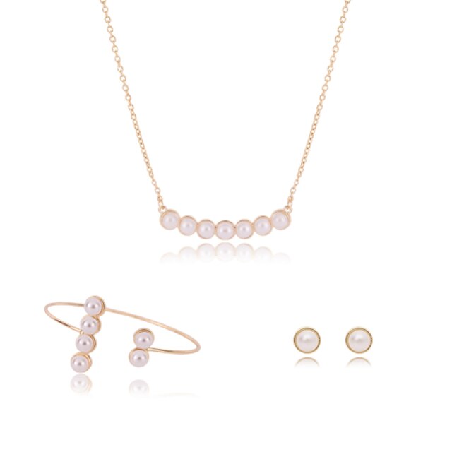  Perle Seturi de bijuterii Cercei cu herghelie Coliere cu Pandativ Plin de graţie femei Modă Delicat Petrecere Aur roz Perle Diamante Artificiale cercei Bijuterii Alb Pentru Petrecere Ocazie special