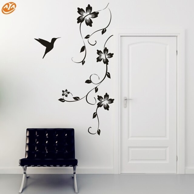  Romance Mode Floral Stickers muraux Autocollants avion Autocollants muraux décoratifs, Vinyle Décoration d'intérieur Calque Mural Mur