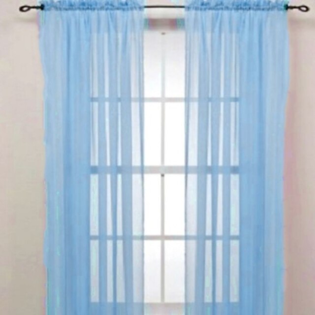  Rod Pocket One Panel Curtain Country , Flocking Living Room Polyester Material Sheer Curtains Shades Home Decoration