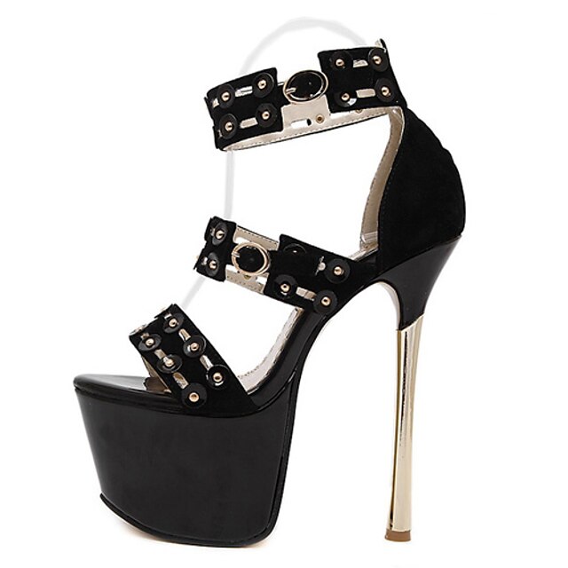  Women's Shoes Leatherette Stiletto Heel  Open Toe Sandals Party & Evening / Dress Black / Almond