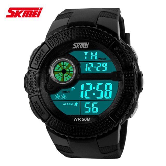  Sports Watch Men's / Unisex LCD / Compass / Thermometer / Calendar / Water Resistant / Dual Time Zones / Sport Watch Digital Digital