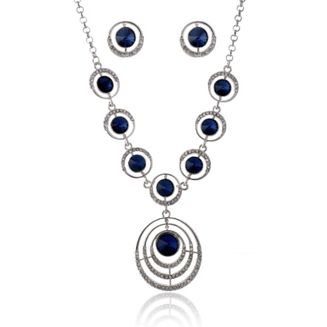  Sapphire Jewelry Set - Gemstone, Cubic Zirconia Party Include Dark Blue For Party / Earrings / Necklace