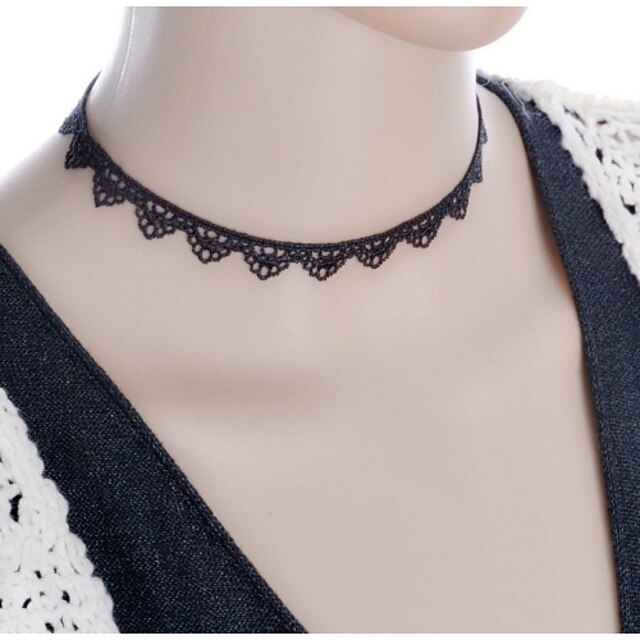  Femme Collier court / Ras-du-cou / Torque et rigide / Bijoux gothique - Dentelle Tatouage, Mode Noir Colliers Tendance Pour Mariage, Soirée, Quotidien / Tattoo Choker