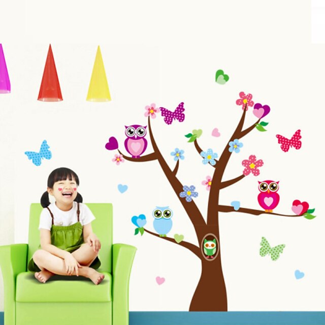  Wall Stickers Wall Decals Style The New Tree Owl Waterproof Removable PVC Wall Stickers