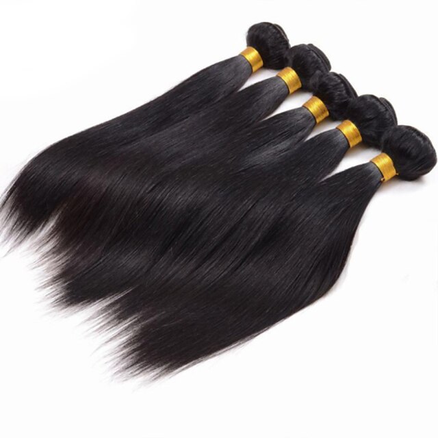  4 Bundles Indian Hair Straight Human Hair 400 g Natural Color Hair Weaves / Hair Bulk Human Hair Weaves Human Hair Extensions / 8A