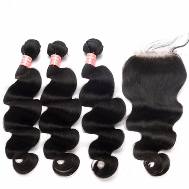  Mongolian Hair Body Wave Human Hair Weaves 4 Pieces 0.3