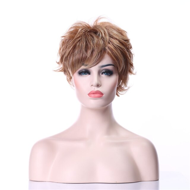  Synthetic Wig Curly Curly Wig Blonde Short Blonde Synthetic Hair 6 inch Women's Blonde
