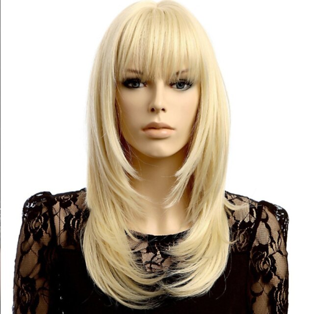  Peruci Sintetice Drept Drept Perucă Blond Mediu Blond Păr Sintetic 20 inch Pentru femei Blond StrongBeauty