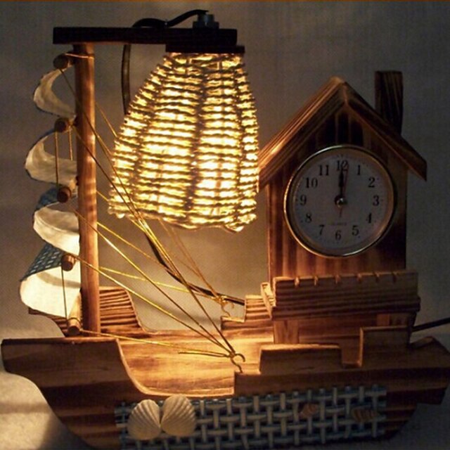  kreative Holz Licht Uhr Segel Lampe Dekoration Schreibtischlampe Schlafzimmerlampe Geschenk für Kind
