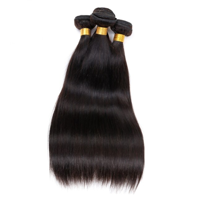  4 Bundles Peruvian Hair Straight Natural Color Hair Weaves / Hair Bulk Human Hair Weaves Human Hair Extensions